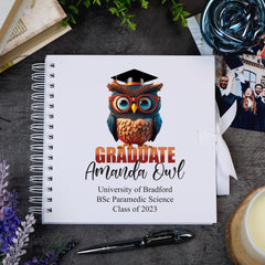 Personalised Graduation Guestbook Scrapbook Album Keepsake With Owl