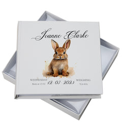Personalised Baby Photo Album Gift With Woodland Bunny