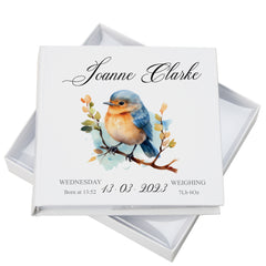 Personalised Baby Photo Album Gift With Woodland Robin