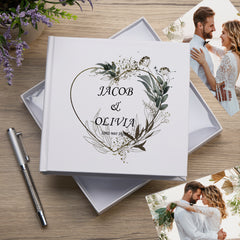 Personalised Wedding Photo Album Gift Gold and Grey Heart
