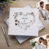 Personalised Wedding Photo Album Gift Watercolour Floral Heart