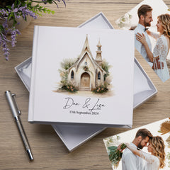 Personalised Wedding Day Photo Album With Chapel Design