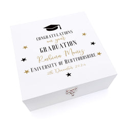 Personalised Graduation White Wooden Keepsake Box Star Design