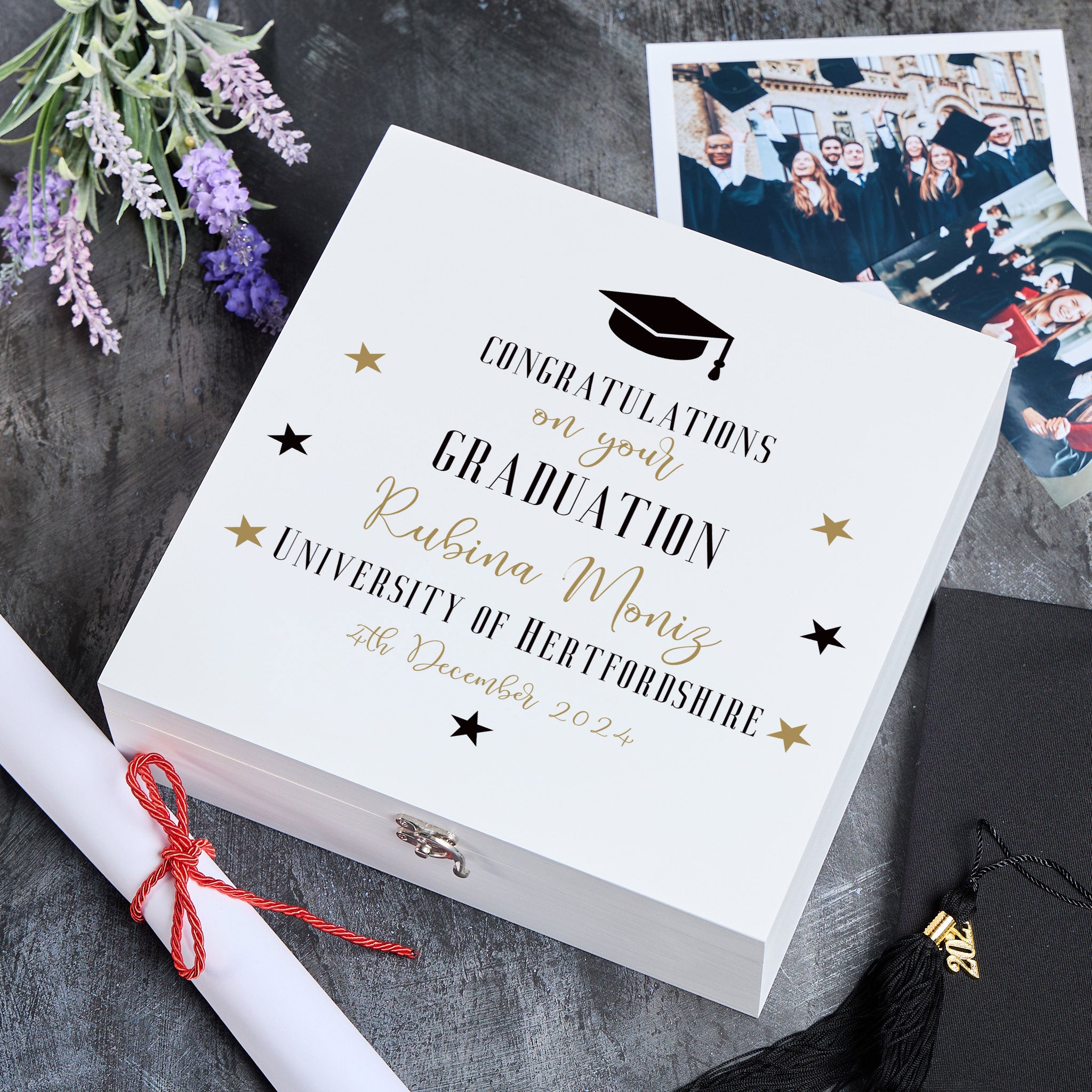 ukgiftstoreonline Personalised Congratulations On Your Graduation Keepsake Memory Box Gift Keepsake Memory Box ukgiftstoreonline Wood Box Large