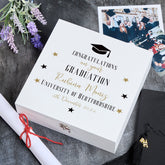 Personalised Graduation White Wooden Keepsake Box Star Design
