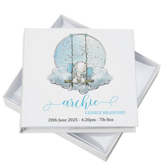 ukgiftstoreonline Personalised Baby Boy Photo Album Gift Elephant On Swing