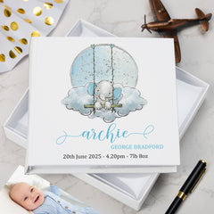 ukgiftstoreonline Personalised Baby Boy Photo Album Gift Elephant On Swing