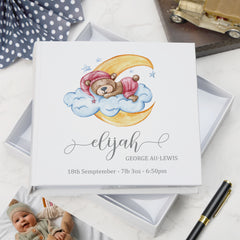 ukgiftstoreonline Personalised Baby Photo Album Gift Teddy On Cloud