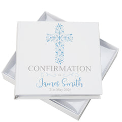 Personalised Confirmation Blue Ornate Cross Design Photo Album