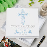 Personalised Confirmation Blue Ornate Cross Design Photo Album