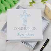 Personalised Communion Blue Ornate Cross Design Photo Album