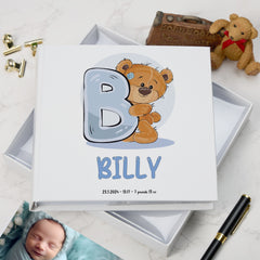 Personalised Teddy Design Baby Boy Photo Album