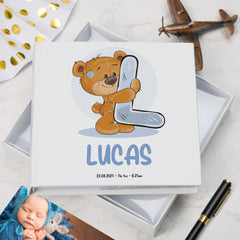 Personalised Teddy Design Baby Boy Photo Album