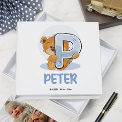 Personalised Teddy Design Baby Boy Photo Album