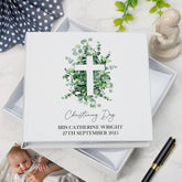 Personalised Christening Photo Album Gift With Cross and Eucalyptus