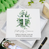 Personalised First Holy Communion Photo Album Gift With Cross and Eucalyptus