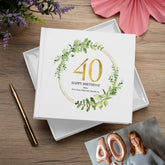 Personalised 40th Birthday Gift for her Photo Album Gold Wreath Design