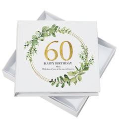 Personalised 60th Birthday Gift for her Photo Album Gold Wreath Design