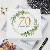 Personalised 70th Birthday Gift for her Photo Album Gold Wreath Design personalised photo album ukgiftstoreonline