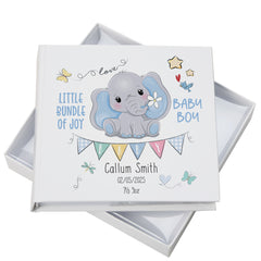 ukgiftstoreonline Personalised Baby Boy Photo album with elephant Design