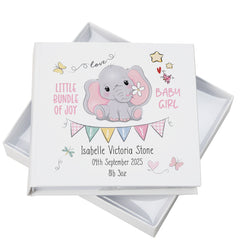 ukgiftstoreonline Personalised Baby Girl Photo album with elephant Design