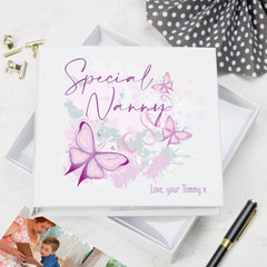 Personalised Special Nanny Pink & Purple Butterfly Gift Photo Album