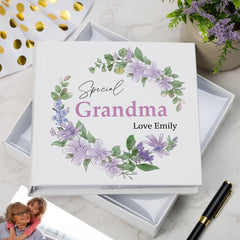 ukgiftstoreonline Personalised Grandma Photo Album gift With Floral Design