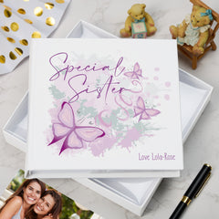Personalised Special Sister Pink & Purple Butterfly Gift Photo Album