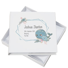 Personalised Baby Keepsake Photo Album With Whales