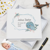 Personalised Baby Keepsake Photo Album With Whales personalised photo album ukgiftstoreonline