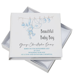 Personalised Baby Boy Photo Album Keepsake With Cute Rabbit