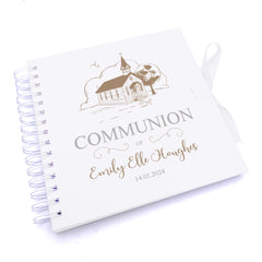 Personalised Communion Guest Book, Photo Album Featuring Sketch Church