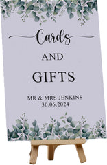 Personalised Wedding Gifts and Cards Sign, Customised With Eucalyptus