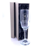 Personalised Any Age Birthday Champagne Flute Glass In Silk Lined Gift Box