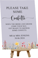 Personalised Wedding Confetti, Customised Table Sign