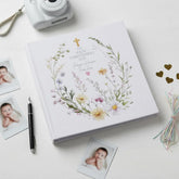 Personalised Large Book Bound Christening Baptism Communion, Photo Album With Delicate Floral Design ukgiftstoreonline