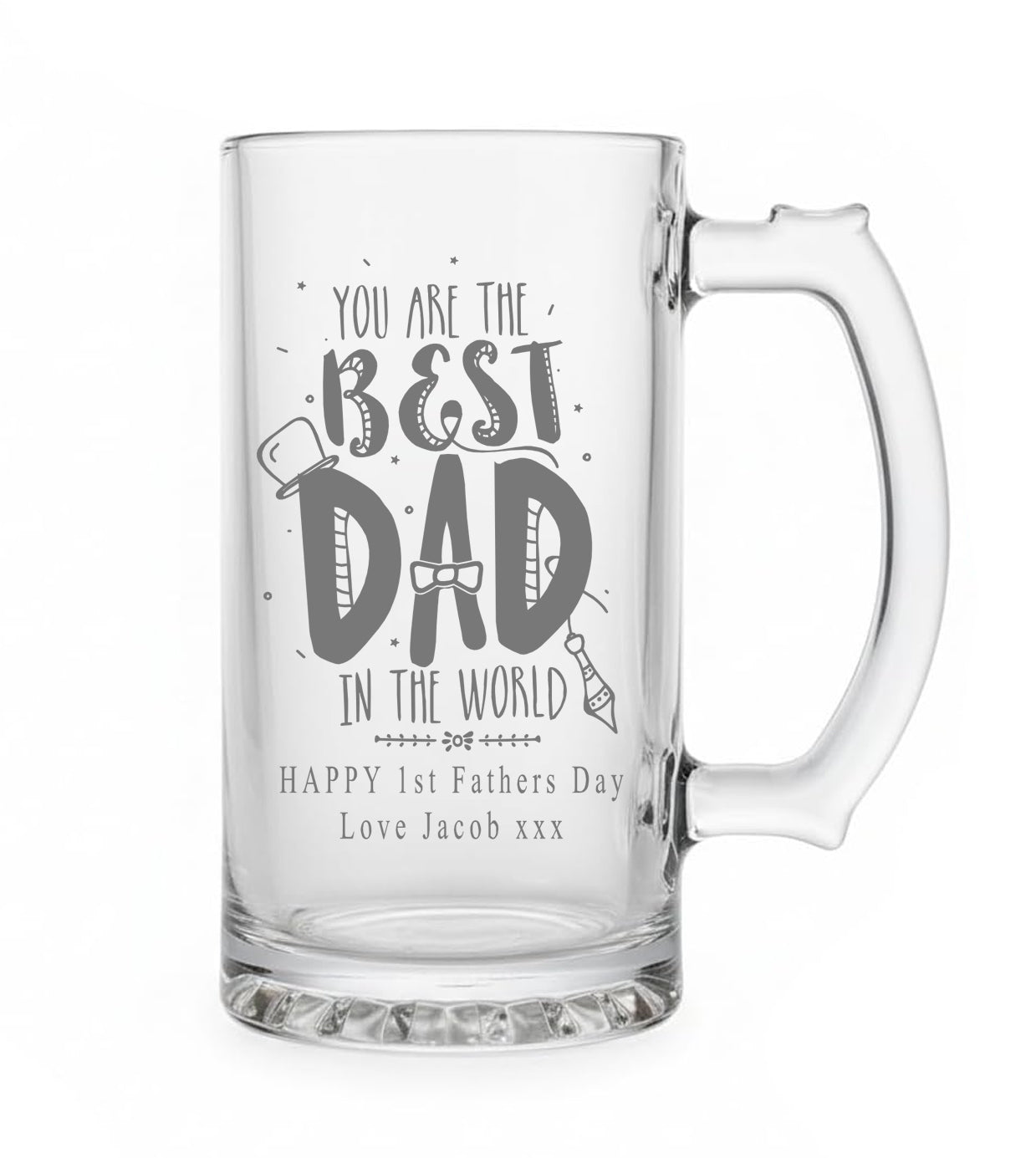 Personalised Engraved Best Dad In The World Father Day Birthday Christmas Beer Glass Gift personalised beer glasses ukgiftstoreonline