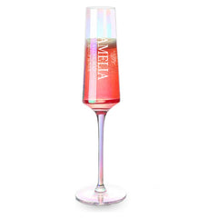 Will You Be My Bridesmaid Maid Honour Rainbow Colourful Iridescent Champagne Flute Prosecco Glasses