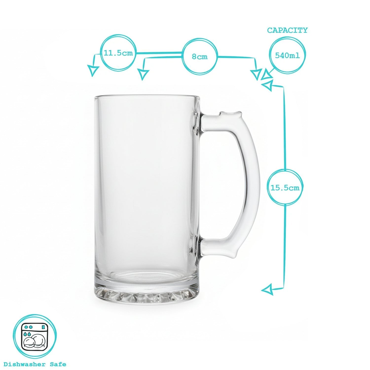 Set of Three Beer Mugs, 15cm Height, 11cm Width, Nucleated Base, Heavy Weight, Comfortable Handle, Gift for Men Milk, Juice, Bar, Beverages Personalised Birthday Gift ukgiftstoreonline
