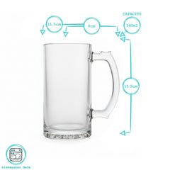 Set of Three Beer Mugs, 15cm Height, 11cm Width, Nucleated Base, Heavy Weight, Comfortable Handle, Gift for Men Milk, Juice, Bar, Beverages Personalised Birthday Gift ukgiftstoreonline