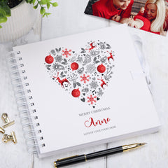 Personalised Merry Christmas Heart Design Scrapbook Photo Album