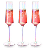 Wedding Favour Gift Bridesmaid Maid Honour Rainbow Colourful Iridescent Champagne Flute Prosecco Glasses