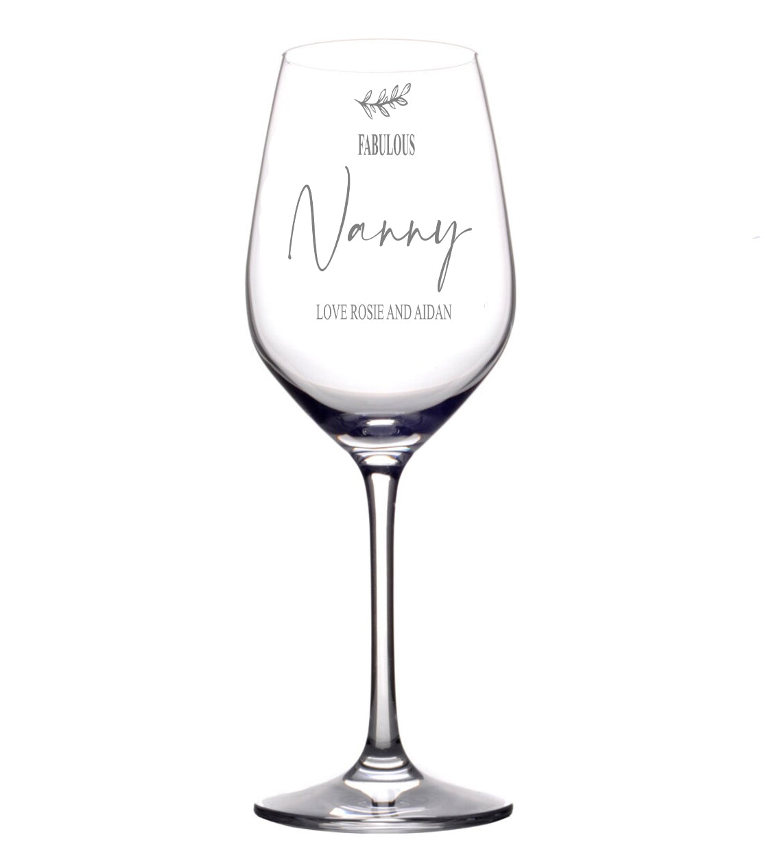 Personalised Fabulous Nanny Engraved Wine Glass Gift with Sentiment Personalised Wine Glasses ukgiftstoreonline