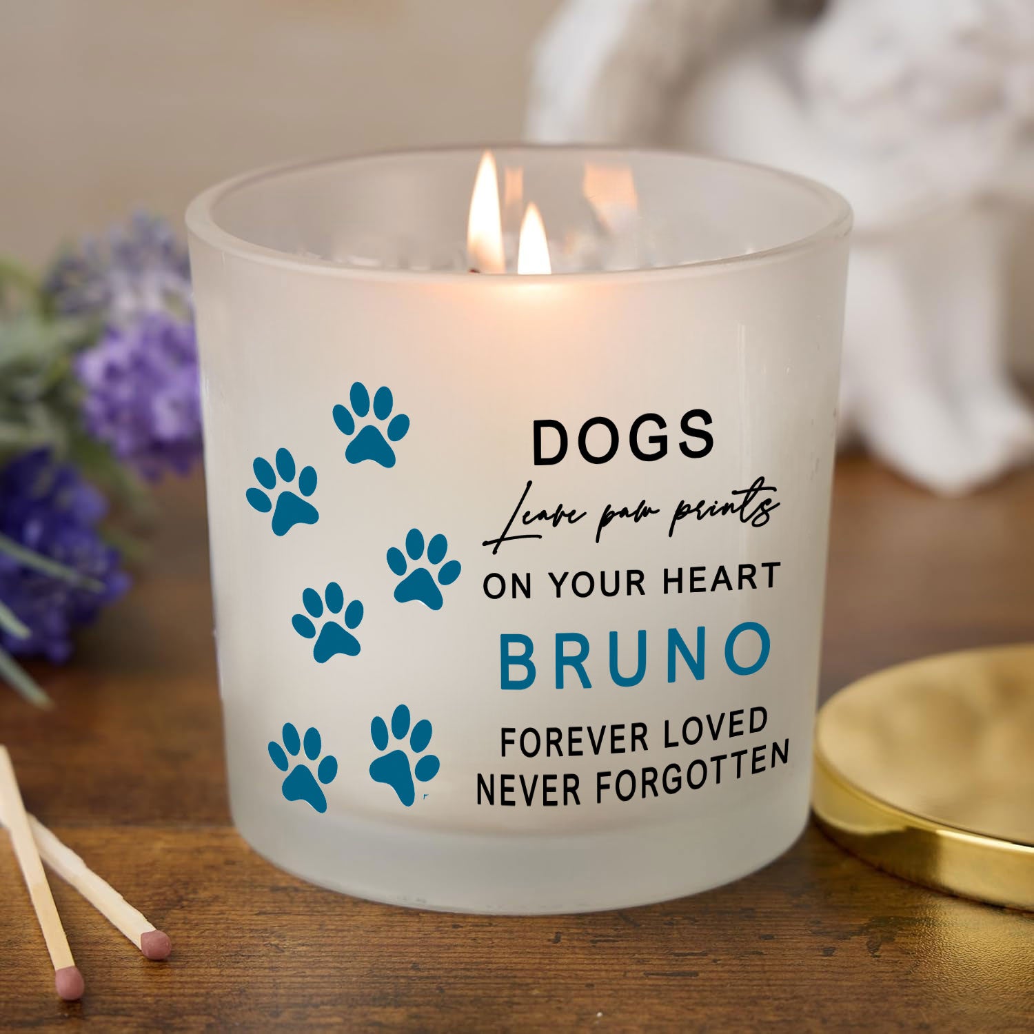 Personalised Condolence Sympathy Pet Dog Memorial Candle Gift personalised Candle Lights ukgiftstoreonline