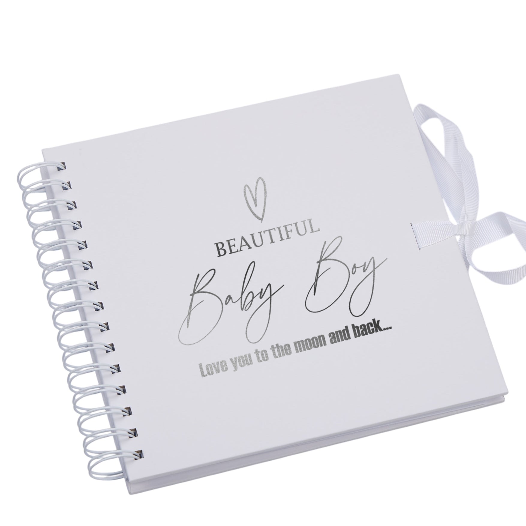Beautiful Baby Boy White Scrapbook, Guest Book Or Photo Album with Silver Script Baby Boy Photo Album ukgiftstoreonline