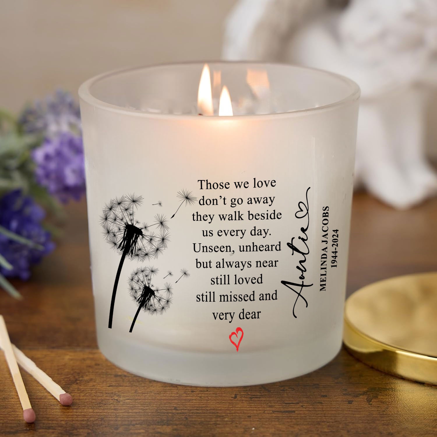 Personalised Condolence Sympathy gift Remembrance Candle Auntie personalised Candle Lights ukgiftstoreonline