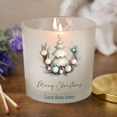 Personalised Large Christmas Candle Gift With Decorative Tree Design