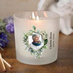 Personalised Condolence Sympathy gift Remembrance Candle With Photo Gold Leaf Frame personalised Candle Lights ukgiftstoreonline