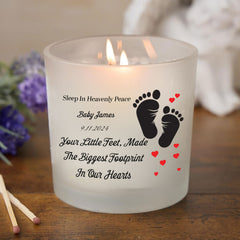 Personalised Condolence Sympathy Candle gift Baby Loss With Footprint personalised Candle Lights ukgiftstoreonline