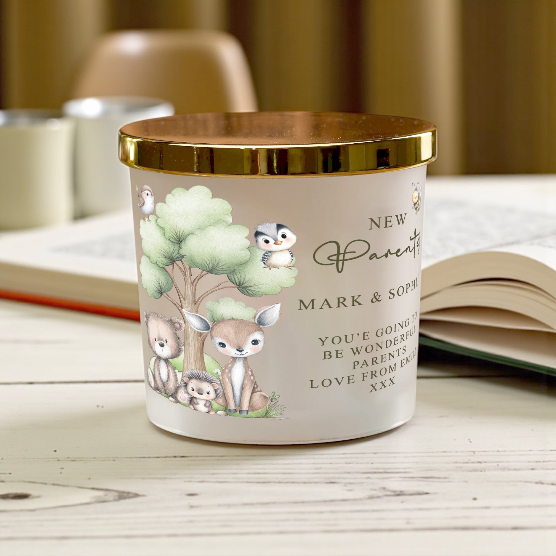 Personalised New Parents Gift Candle With Variety of Scents and Colours personalised Candle Lights ukgiftstoreonline Large Candle Fresh cotton